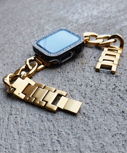 zandy(ズィーアンドワイ)の「zandy ズィーアンドワイ Apple Watch ケース&ベルトセット【ストーンツヤハードケース】アップルウォッチカバー& ステンレスチェーンバンド /// set12(デジタル腕時計・レディース・シルバー系その他/ピンクゴールド/ゴールド系その他/ブラック×ゴールド/ホワイト×シルバー/ブラック×シルバー/ストーン/グリーン系その他/ゴールド系その他2・S/M)」の7枚目の写真