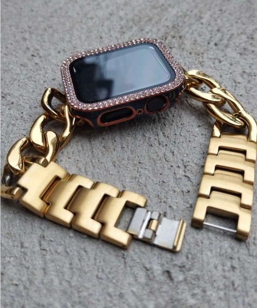 zandy(ズィーアンドワイ)の「zandy ズィーアンドワイ Apple Watch ケース&ベルトセット【ストーンツヤハードケース】アップルウォッチカバー& ステンレスチェーンバンド /// set12(デジタル腕時計・レディース・シルバー系その他/ピンクゴールド/ゴールド系その他/ブラック×ゴールド/ホワイト×シルバー/ブラック×シルバー/ストーン/グリーン系その他/ゴールド系その他2・S/M)」の8枚目の写真