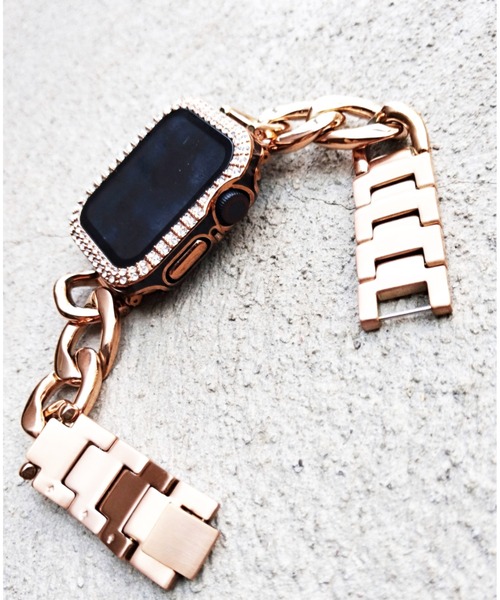 zandy(ズィーアンドワイ)の「zandy ズィーアンドワイ Apple Watch ケース&ベルトセット【ストーンツヤハードケース】アップルウォッチカバー& ステンレスチェーンバンド /// set12(デジタル腕時計・レディース・シルバー系その他/ピンクゴールド/ゴールド系その他/ブラック×ゴールド/ホワイト×シルバー/ブラック×シルバー/ストーン/グリーン系その他/ゴールド系その他2・S/M)」の11枚目の写真