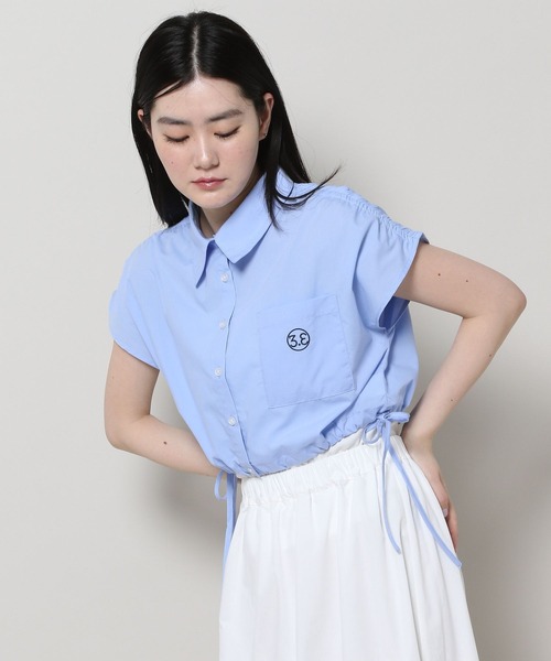 3.3 Field Trip (3.3フィールドトリップ)の「3.3 Field Trip/ドロストクロップシャツ(シャツ/ブラウス・レディース・ブルー/ホワイト・FREE)」の9枚目の写真