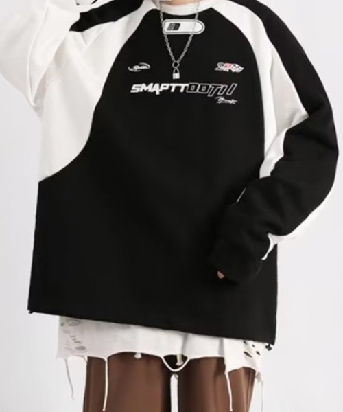 NOWLE(ノウル)の「【NOWLE】バイカラー レーシング ゲームシャツ(スウェット・メンズ・ブラウン/ブラック・MEDIUM/LARGE)」の3枚目の写真