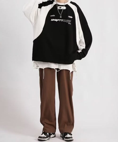 NOWLE(ノウル)の「【NOWLE】バイカラー レーシング ゲームシャツ(スウェット・メンズ・ブラウン/ブラック・MEDIUM/LARGE)」の6枚目の写真