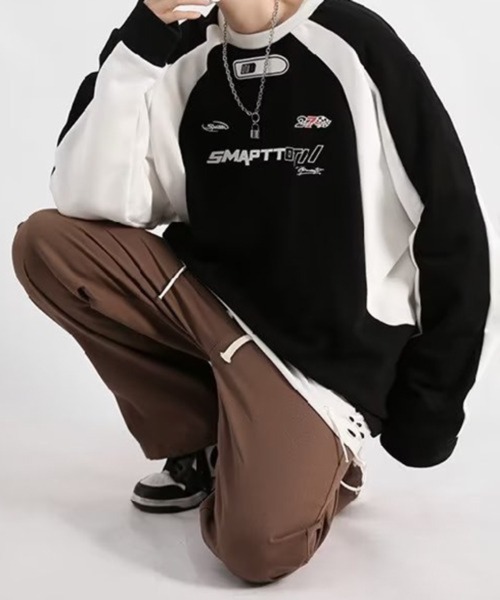 NOWLE(ノウル)の「【NOWLE】バイカラー レーシング ゲームシャツ(スウェット・メンズ・ブラウン/ブラック・MEDIUM/LARGE)」の9枚目の写真