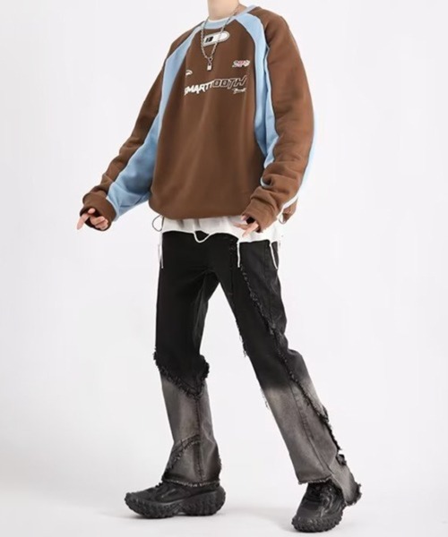 NOWLE(ノウル)の「【NOWLE】バイカラー レーシング ゲームシャツ(スウェット・メンズ・ブラウン/ブラック・MEDIUM/LARGE)」の14枚目の写真