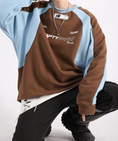NOWLE(ノウル)の「【NOWLE】バイカラー レーシング ゲームシャツ(スウェット・メンズ・ブラウン/ブラック・MEDIUM/LARGE)」の18枚目の写真