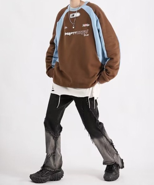 NOWLE(ノウル)の「【NOWLE】バイカラー レーシング ゲームシャツ(スウェット・メンズ・ブラウン/ブラック・MEDIUM/LARGE)」の20枚目の写真
