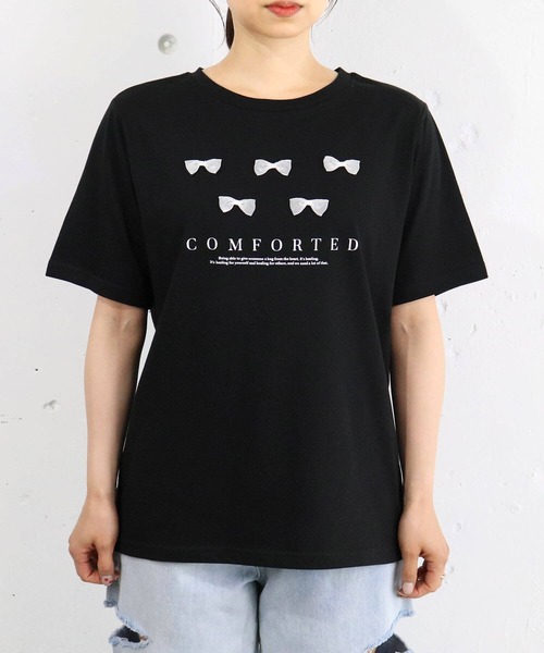 tiptop(ティップトップ)の「リボンモチーフロゴTシャツ(Tシャツ/カットソー・レディース・ベージュ/ブラック/オフホワイト・FREE)」の22枚目の写真