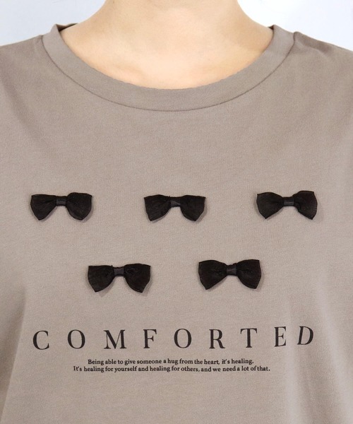 tiptop(ティップトップ)の「リボンモチーフロゴTシャツ(Tシャツ/カットソー・レディース・ベージュ/ブラック/オフホワイト・FREE)」の4枚目の写真