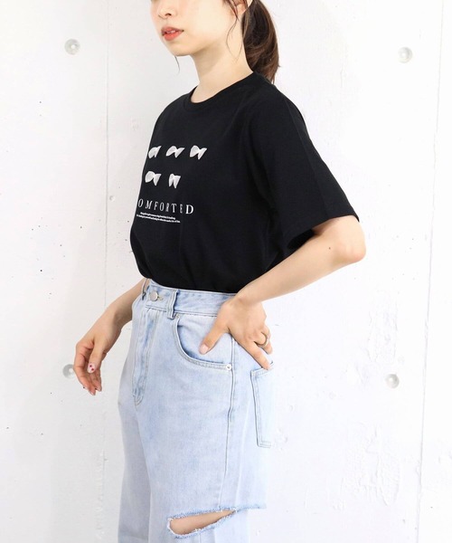 tiptop(ティップトップ)の「リボンモチーフロゴTシャツ(Tシャツ/カットソー・レディース・ベージュ/ブラック/オフホワイト・FREE)」の19枚目の写真