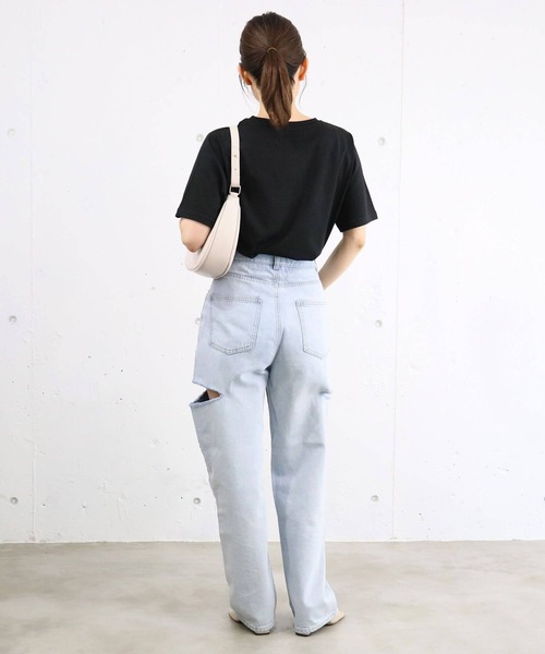 tiptop(ティップトップ)の「リボンモチーフロゴTシャツ(Tシャツ/カットソー・レディース・ベージュ/ブラック/オフホワイト・FREE)」の21枚目の写真
