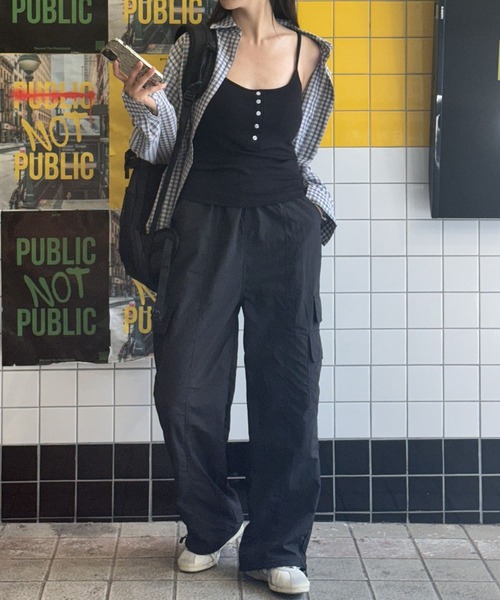 3.3 Field Trip （3.3フィールドトリップ）の「3.3 Field Trip／ボタンTOP（カップ付）（キャミソール・レディース・アイボリー/グレー/ブラック・FREE）」の13枚目の写真