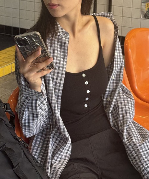 3.3 Field Trip （3.3フィールドトリップ）の「3.3 Field Trip／ボタンTOP（カップ付）（キャミソール・レディース・アイボリー/グレー/ブラック・FREE）」の10枚目の写真