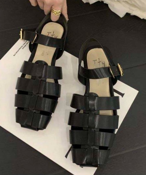 AMELY(エミリー)の「スクエアトゥグルカサンダル(サンダル・レディース・ブラック/シルバー/ゴールド/ベージュ/アイボリー・35/36/37/38/39)」の10枚目の写真