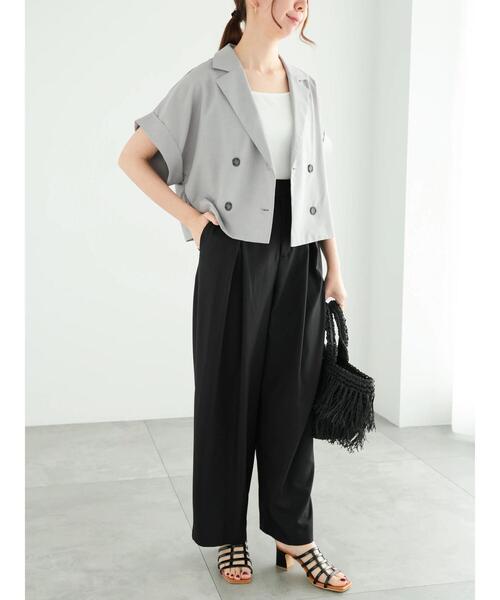 Te chichi(テチチ)の「スリーブレステーラードダブルジャケット(ノーカラージャケット・レディース・グレー/ベージュ・F)」の8枚目の写真