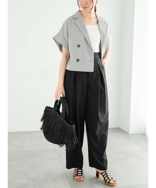 Te chichi(テチチ)の「スリーブレステーラードダブルジャケット(ノーカラージャケット・レディース・グレー/ベージュ・F)」の7枚目の写真