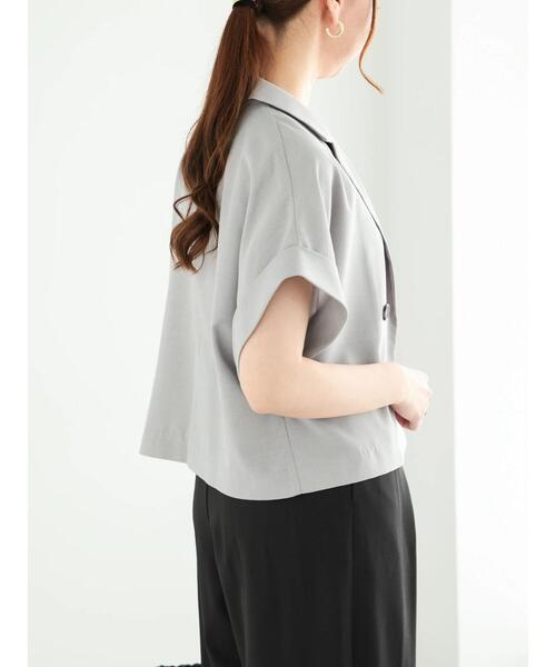 Te chichi(テチチ)の「スリーブレステーラードダブルジャケット(ノーカラージャケット・レディース・グレー/ベージュ・F)」の4枚目の写真