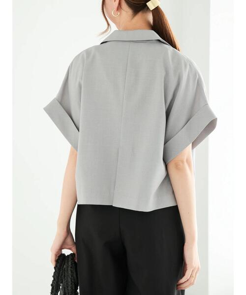 Te chichi(テチチ)の「スリーブレステーラードダブルジャケット(ノーカラージャケット・レディース・グレー/ベージュ・F)」の3枚目の写真