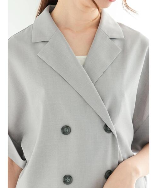 Te chichi(テチチ)の「スリーブレステーラードダブルジャケット(ノーカラージャケット・レディース・グレー/ベージュ・F)」の10枚目の写真