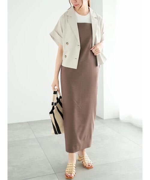 Te chichi(テチチ)の「スリーブレステーラードダブルジャケット(ノーカラージャケット・レディース・グレー/ベージュ・F)」の14枚目の写真