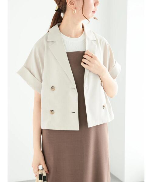 Te chichi(テチチ)の「スリーブレステーラードダブルジャケット(ノーカラージャケット・レディース・グレー/ベージュ・F)」の15枚目の写真