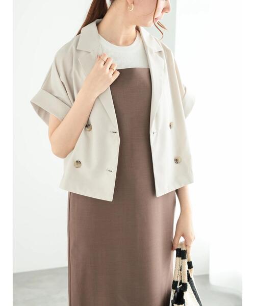 Te chichi(テチチ)の「スリーブレステーラードダブルジャケット(ノーカラージャケット・レディース・グレー/ベージュ・F)」の16枚目の写真