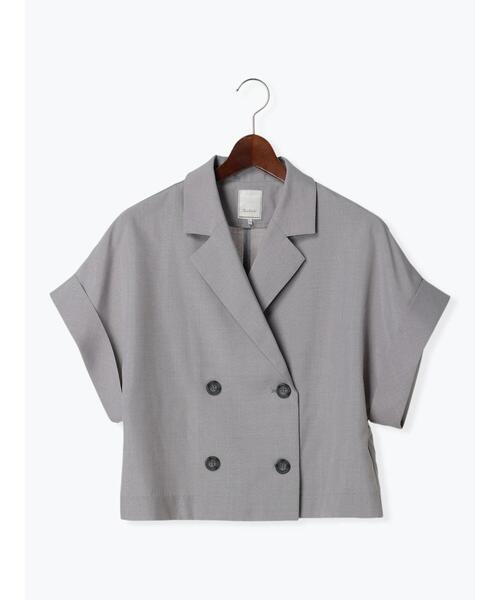 Te chichi(テチチ)の「スリーブレステーラードダブルジャケット(ノーカラージャケット・レディース・グレー/ベージュ・F)」の17枚目の写真