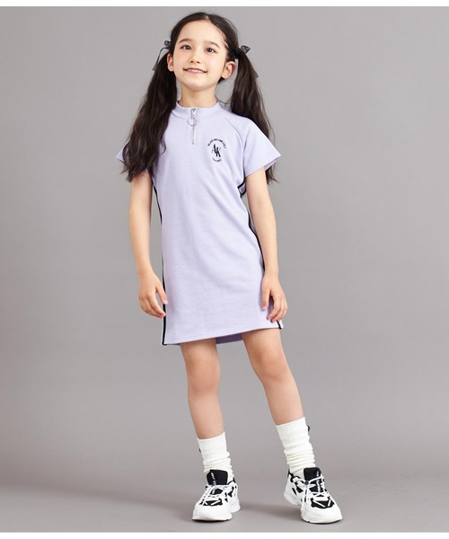 ANAP kids（アナップキッズ）の「サイドラインミニ裏毛ハーフジップワンピース（ワンピース・キッズ・ラベンダー/ブラック・110cm/120cm/130cm）」の9枚目の写真