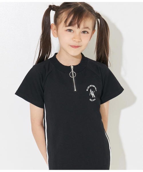 ANAP kids（アナップキッズ）の「サイドラインミニ裏毛ハーフジップワンピース（ワンピース・キッズ・ラベンダー/ブラック・110cm/120cm/130cm）」の19枚目の写真