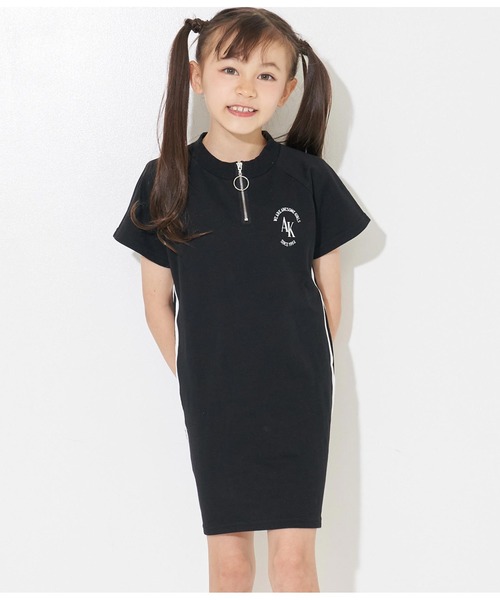 ANAP kids（アナップキッズ）の「サイドラインミニ裏毛ハーフジップワンピース（ワンピース・キッズ・ラベンダー/ブラック・110cm/120cm/130cm）」の18枚目の写真