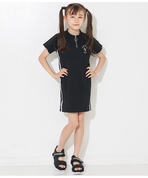 ANAP kids（アナップキッズ）の「サイドラインミニ裏毛ハーフジップワンピース（ワンピース・キッズ・ラベンダー/ブラック・110cm/120cm/130cm）」の14枚目の写真