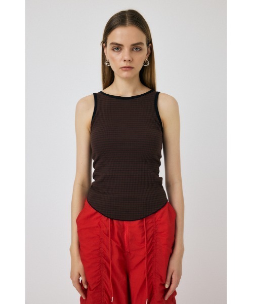 MOUSSY（マウジー）の「CUP IN BORDER タンクトップ（タンクトップ・レディース・ネイビー/グレー/ブラウン/イエロー・FREE）」の3枚目の写真