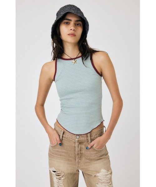 MOUSSY（マウジー）の「CUP IN BORDER タンクトップ（タンクトップ・レディース・ネイビー/グレー/ブラウン/イエロー・FREE）」の2枚目の写真