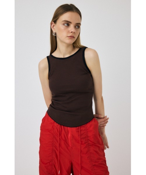 MOUSSY（マウジー）の「CUP IN BORDER タンクトップ（タンクトップ・レディース・ネイビー/グレー/ブラウン/イエロー・FREE）」の9枚目の写真