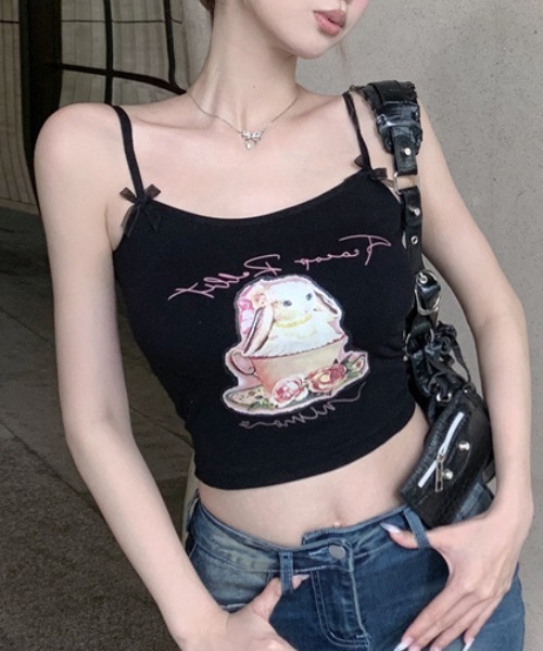 Vipoa(ヴィポア)の「リボン付きbunnycamisole(キャミソール・レディース・ブルー/ブラック/ホワイト/ピンク・FREE)」の15枚目の写真