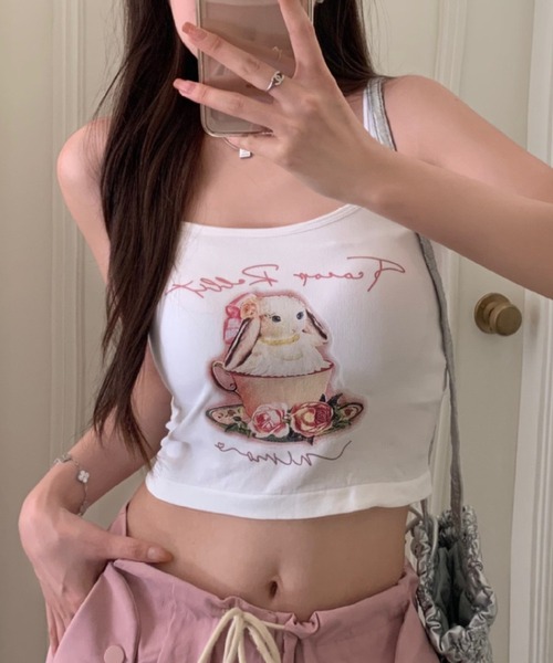 Vipoa(ヴィポア)の「リボン付きbunnycamisole(キャミソール・レディース・ブルー/ブラック/ホワイト/ピンク・FREE)」の14枚目の写真