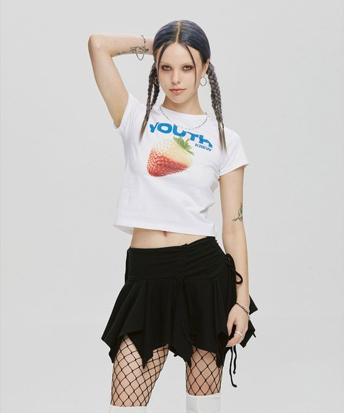 YOUTHKREW（ユースクルー）の「YOUTHKREW／ストロベリーT（Tシャツ/カットソー・レディース・ホワイト/ブラック・FREE）」の5枚目の写真