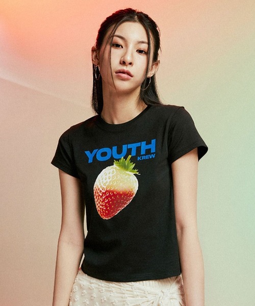 YOUTHKREW（ユースクルー）の「YOUTHKREW／ストロベリーT（Tシャツ/カットソー・レディース・ホワイト/ブラック・FREE）」の8枚目の写真