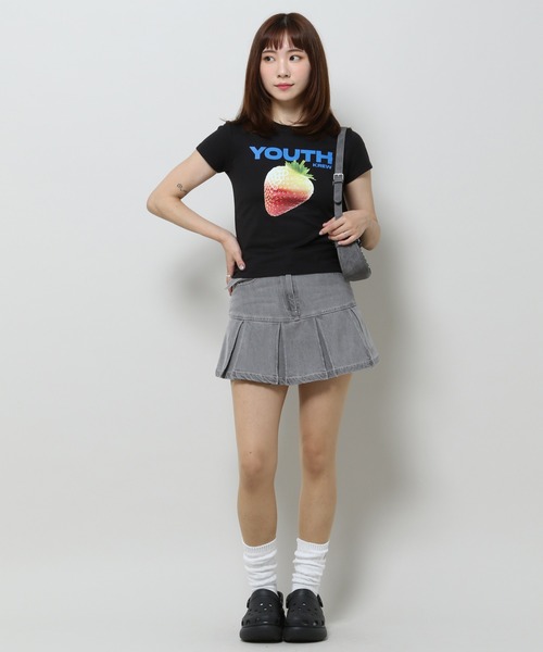 YOUTHKREW（ユースクルー）の「YOUTHKREW／ストロベリーT（Tシャツ/カットソー・レディース・ホワイト/ブラック・FREE）」の14枚目の写真