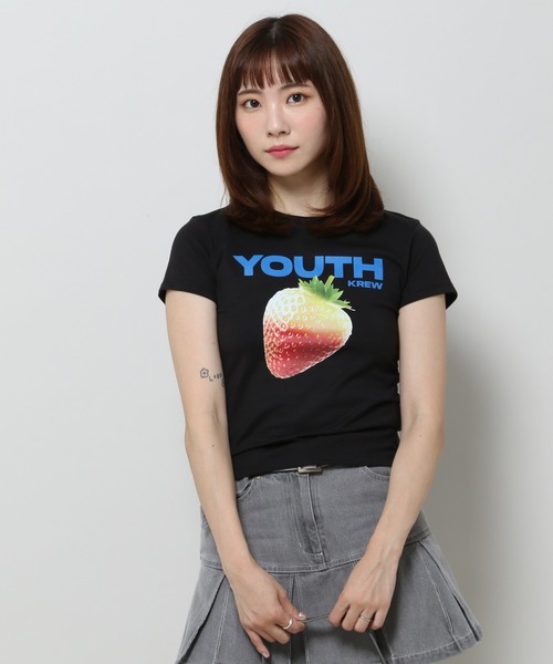 YOUTHKREW（ユースクルー）の「YOUTHKREW／ストロベリーT（Tシャツ/カットソー・レディース・ホワイト/ブラック・FREE）」の19枚目の写真