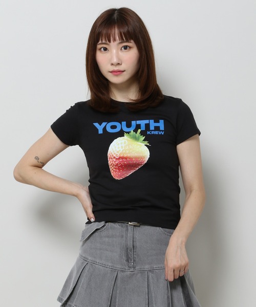 YOUTHKREW（ユースクルー）の「YOUTHKREW／ストロベリーT（Tシャツ/カットソー・レディース・ホワイト/ブラック・FREE）」の18枚目の写真