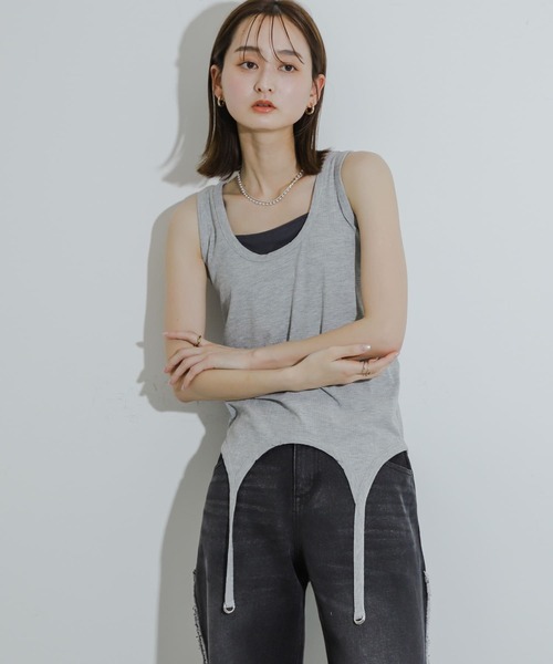 SENSE OF PLACE by URBAN RESEARCH(センスオブプレイスバイアーバンリサーチ)の「マルチウェイガータータンクトップ(タンクトップ・レディース・ライトグレー/チャコールグレー/オフホワイト・ONE)」の15枚目の写真