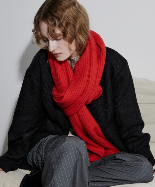ウールブレンドスーパーロングリブマフラー/ストール（マフラー