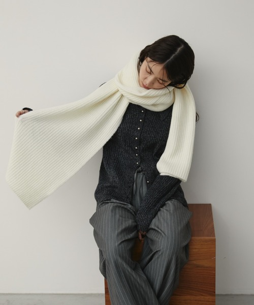 ウールブレンドスーパーロングリブマフラー/ストール（マフラー