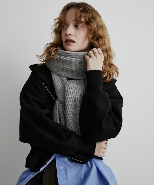 セール】ウールブレンドスーパーロングリブマフラー/ストール