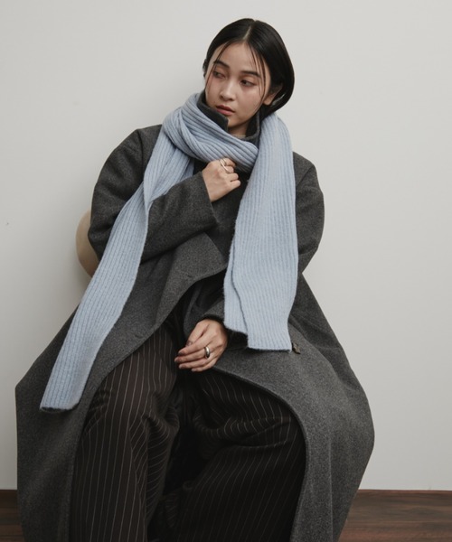 セール】ウールブレンドスーパーロングリブマフラー/ストール