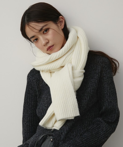 ウールブレンドスーパーロングリブマフラー/ストール（マフラー