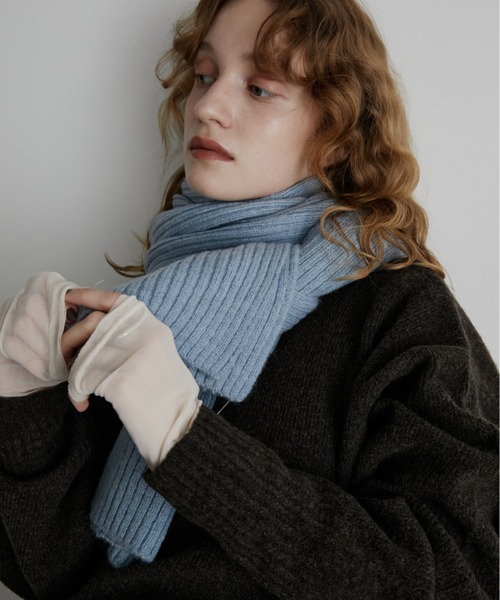 Helmut Lang ウールアクリル ダークグレー マフラー スーパーロング