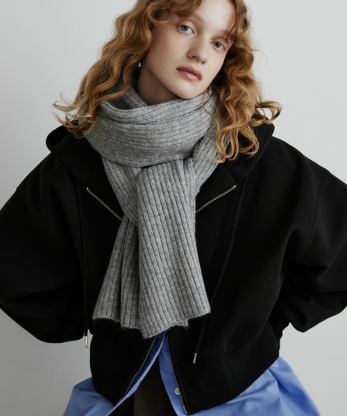 ウールブレンドスーパーロングリブマフラー/ストール（マフラー