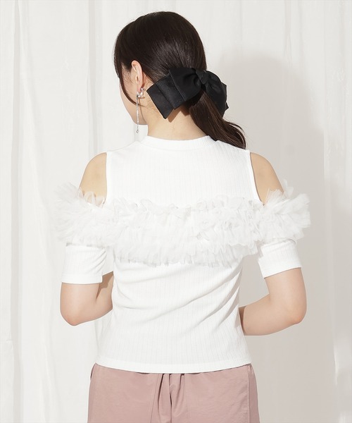 WILLSELECTION(ウィルセレクション)の「チュールフリルテレコトップス(Tシャツ/カットソー・レディース・ブラック/オフホワイト/ピンク・FREE)」の8枚目の写真