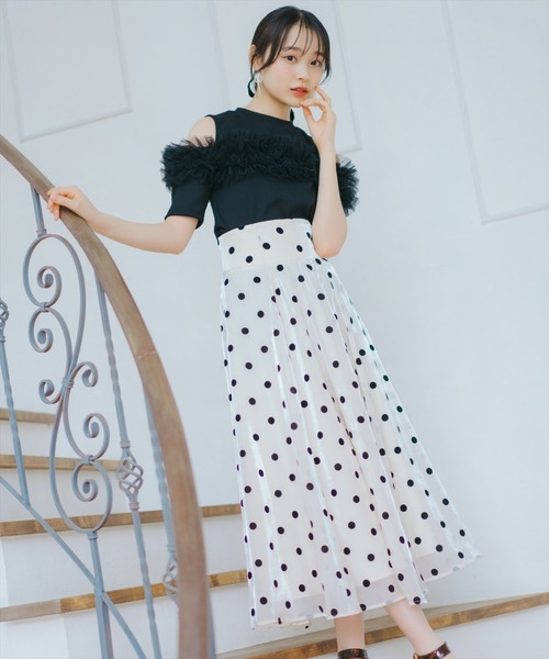 WILLSELECTION(ウィルセレクション)の「チュールフリルテレコトップス(Tシャツ/カットソー・レディース・ブラック/オフホワイト/ピンク・FREE)」の17枚目の写真